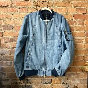 Men's Light Blue Denim Bomber Jacket